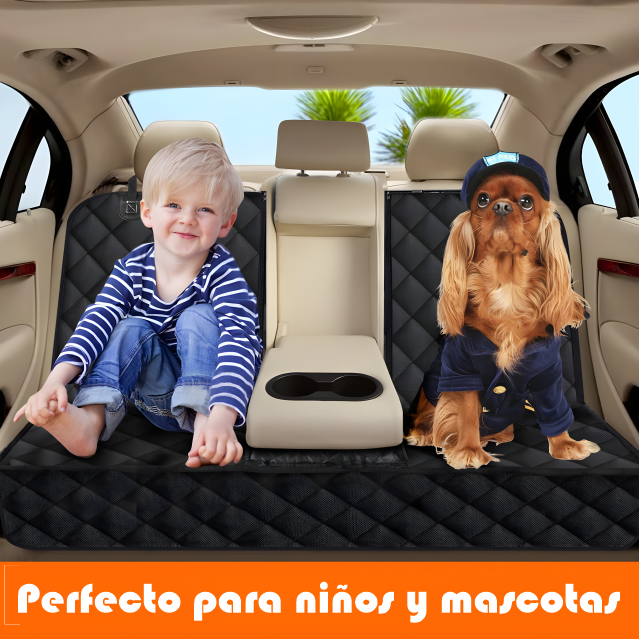 Protector de asiento trasero para tu vehiculo. Lleva a tus mascotas de paseo sin preocupaciones.