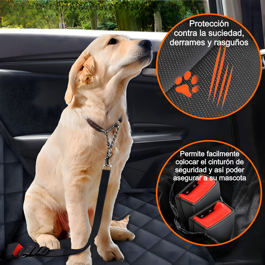 Protector de asiento trasero para tu vehiculo. Lleva a tus mascotas de paseo sin preocupaciones.