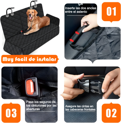 Protector de asiento trasero para tu vehiculo. Lleva a tus mascotas de paseo sin preocupaciones.