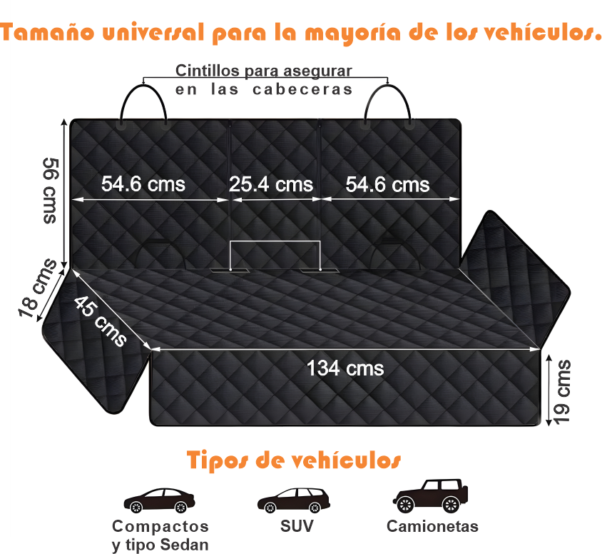 Protector de asiento trasero para tu vehiculo. Lleva a tus mascotas de paseo sin preocupaciones.